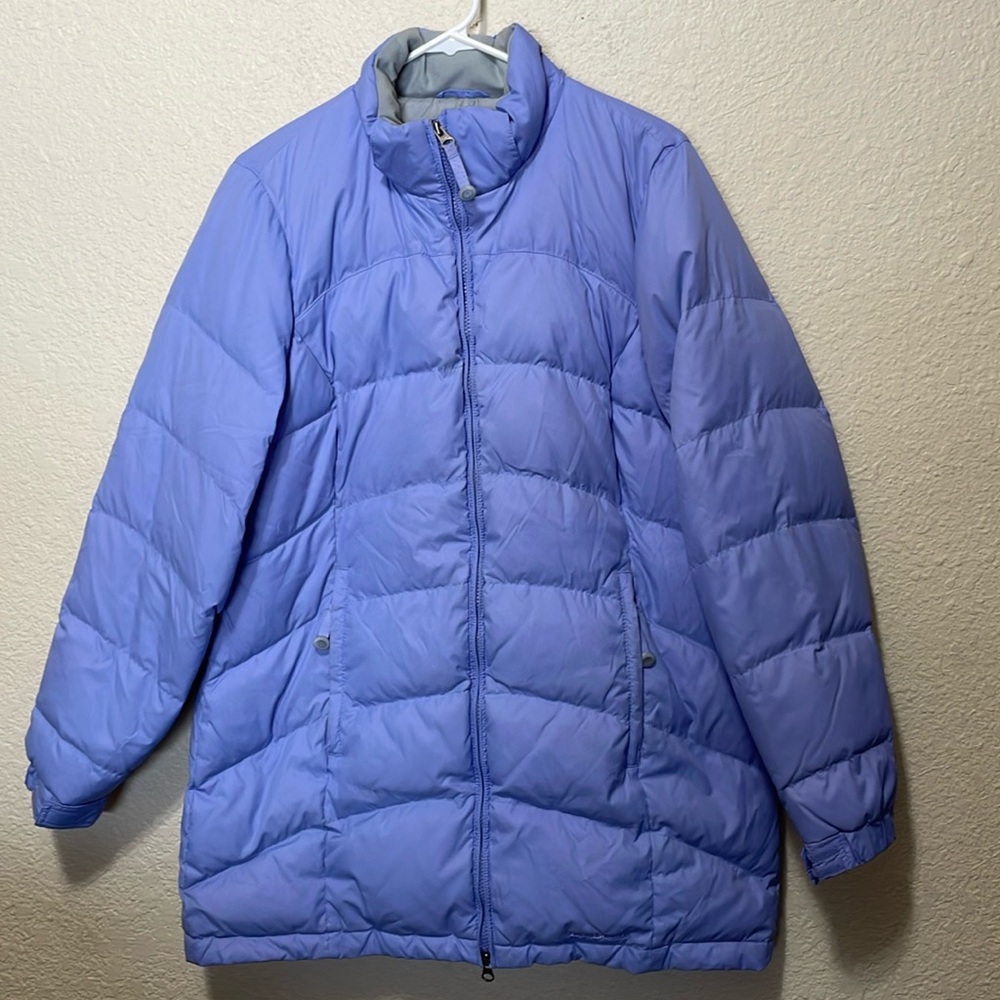 L.L. Bean Women's Light Blue Goose Down Coat. Very Good Condition. No Hood. M.